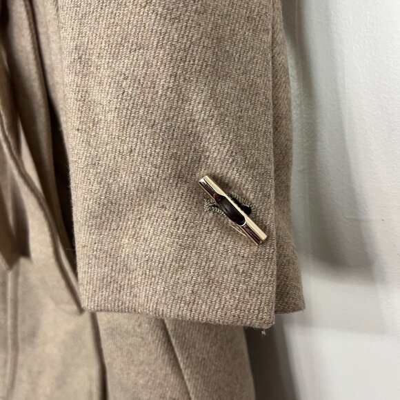 Calvin Klein Wool Blend Belted Trench Coat XXS Oatmeal Tan Single Button - Picture 4 of 14